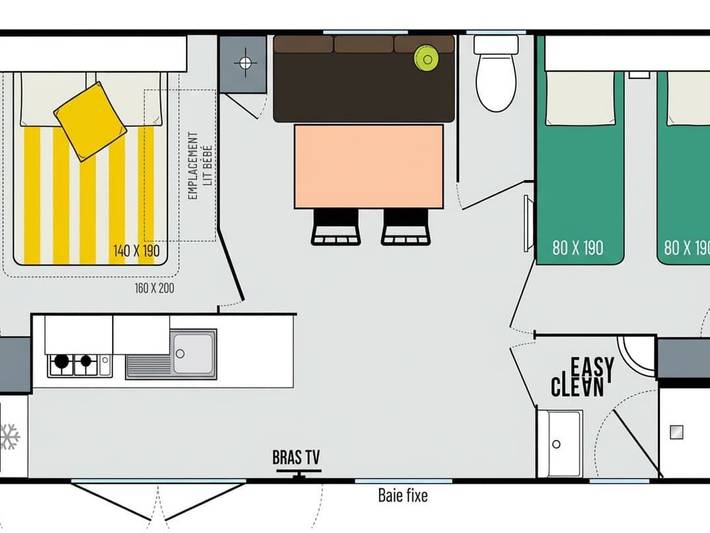 Camping pour 6 personnes, avec terrasse et piscine, animaux acceptés dans le Cantal - 2