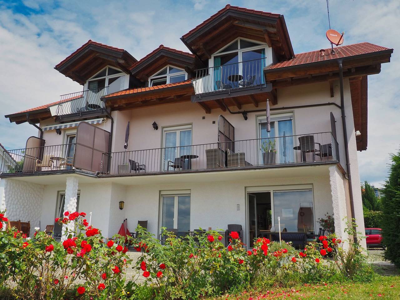 Pension Eva - Doppelzimmer mit Balkon Seeblick in Hagnau am Bodensee, Obersee (Bodensee)