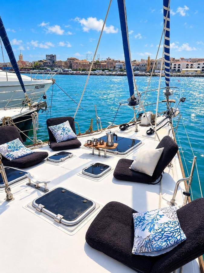 Boot für 2 Personen, mit Balkon und Terrasse sowie Ausblick auf Sizilien