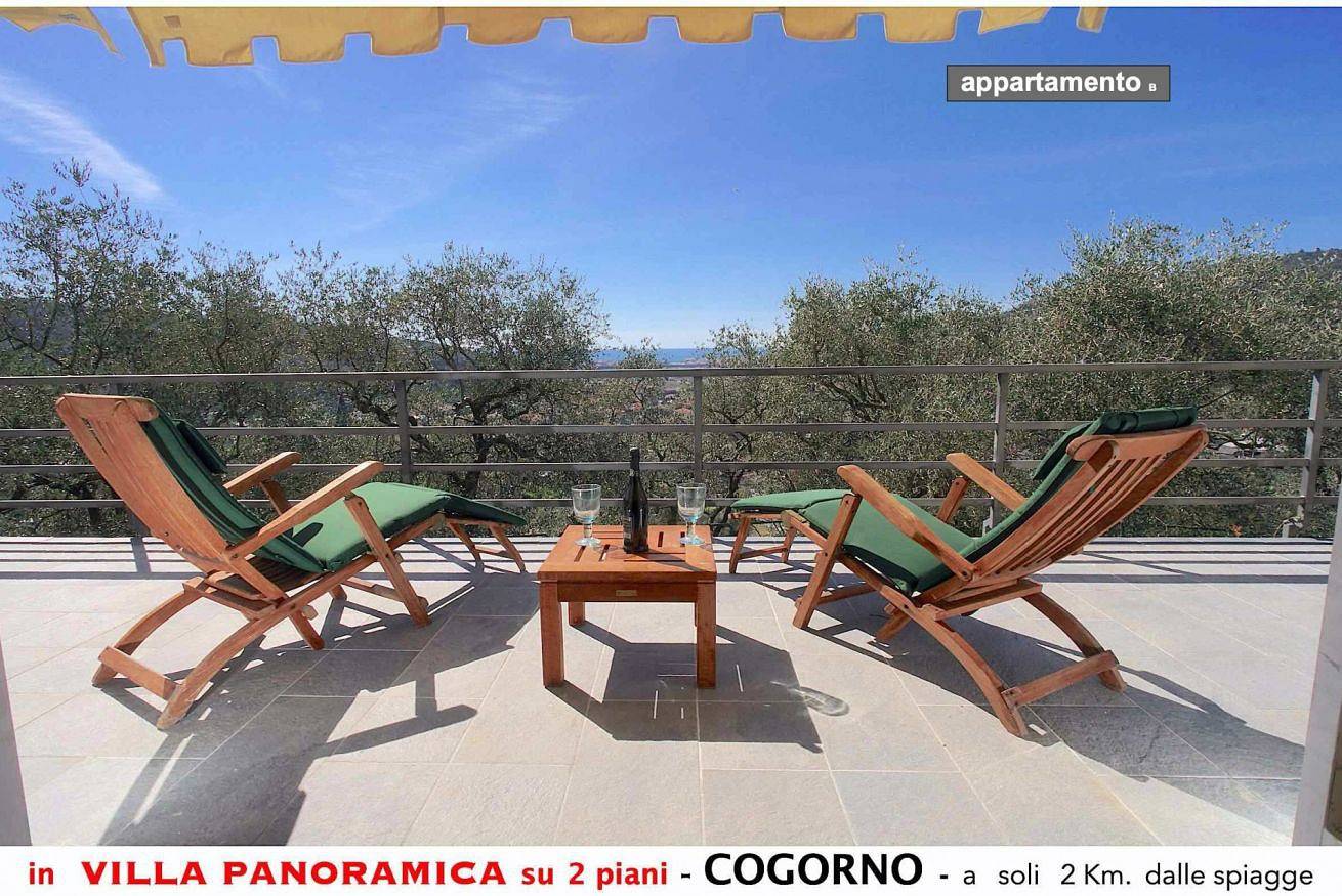 Ganze Wohnung, Apartment B in einer Villa mit Panoramablick in San Salvatore, Cogorno