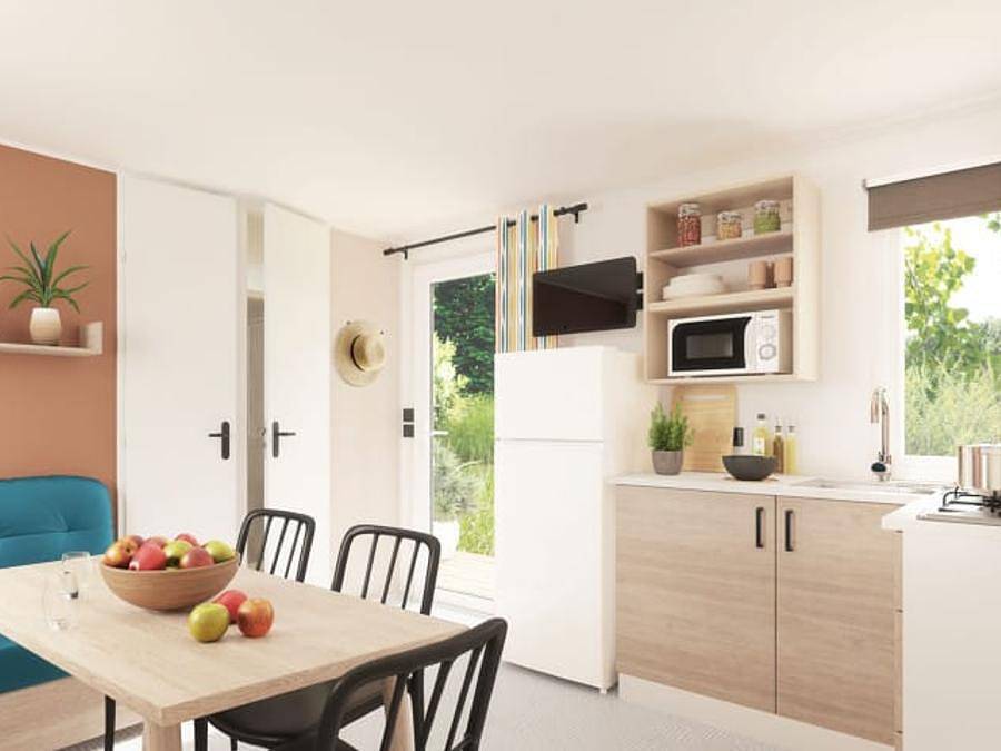 Camping Le Braou - Mobilheim 6 personen - Privilège 28m² - 3 Schlafzimmer - Clim + Tv + Geschirrspülmaschine in Audenge, Arcachon und Umgebung