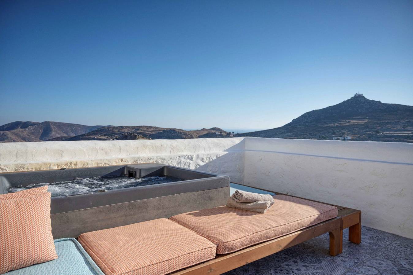 Endearing Patmos Villa | Azure Bliss Villa | Breathtaking Sea Views | Private Furnished Terrace with Mini Pool/Jacuzzi | Peaceful Outdoor Ambiance | Prime Location in Patmos Ville, Dodécanèse