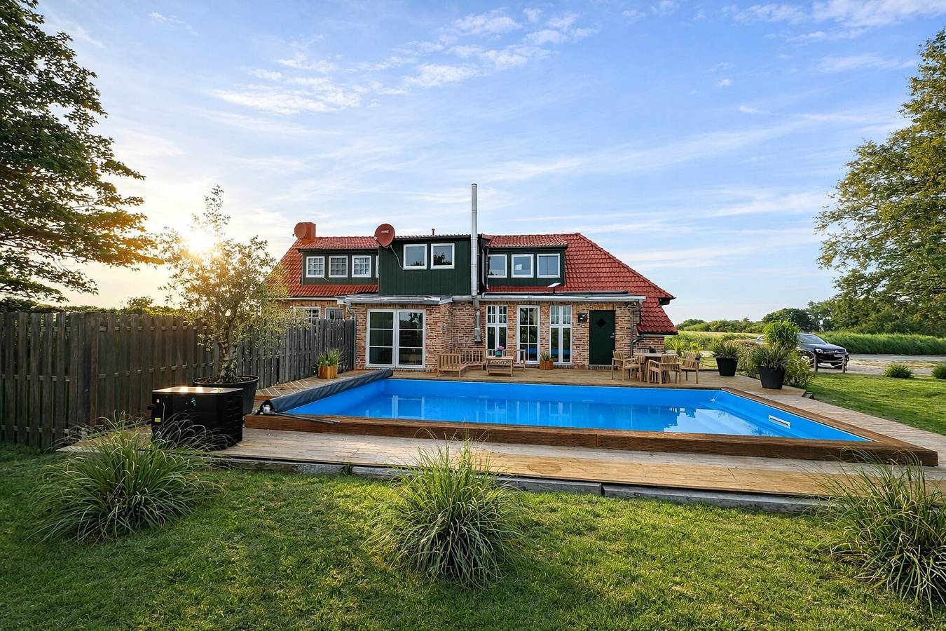 Ferienhaus 'Huus Ant Diek' mit privatem Pool, Terrasse, Wlan und großem Garten in Ostermarsch, Nordseeküste