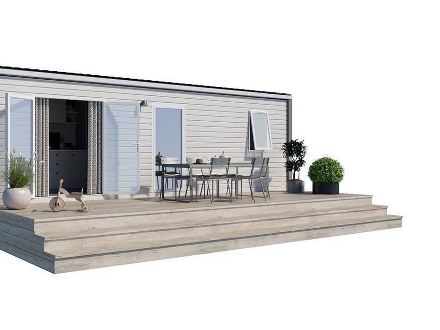 Camping Paradis Les Galets de la Mollière - Mobilheim 4 personen - Mobil Home Confort 4 Places Sam 2 Zimmer Induktionskochfeld Geschirrspüler, Haartrockner in Cayeux-sur-Mer, Abbeville und Umgebung