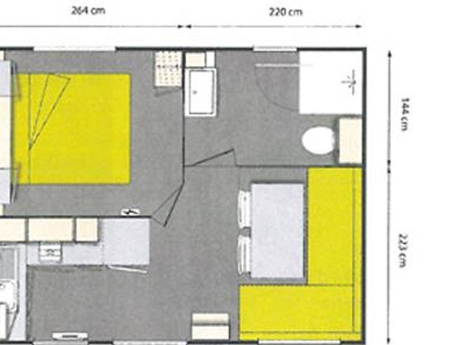 Flower Camping Le Rochelongue - Casa mobile 2 persone - Casa mobile comfort 18m² - 1 Camera da letto + Tv + Aria condizionata 2 pers. in Cap d'Agde, Agde