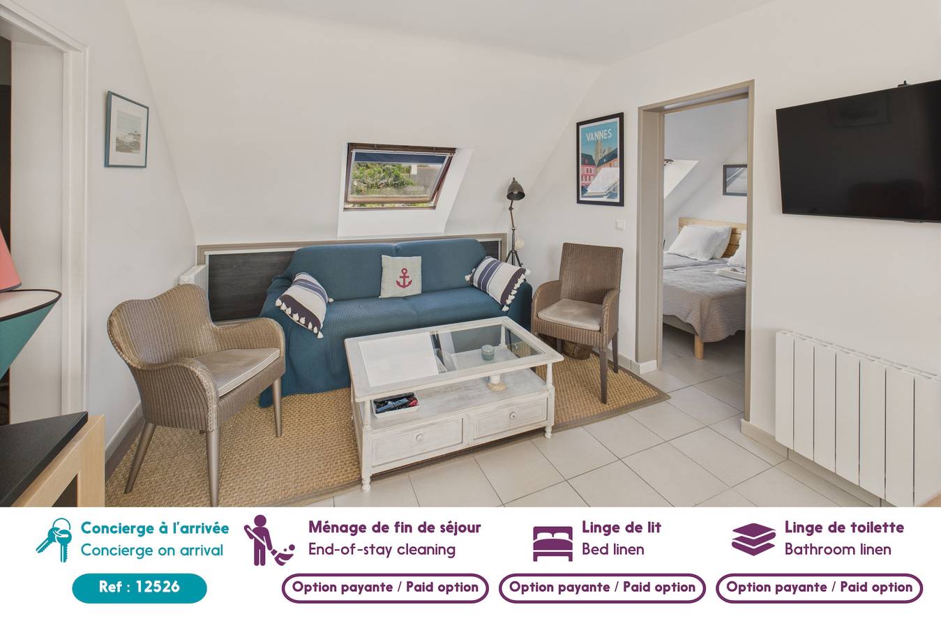 Apartamento entero, Vue mer - 100m plage - Appart pour 4 balcon in Carnac, Côte des Mégalithes
