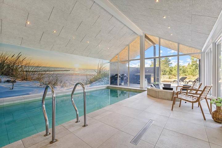 Activity holiday home in Blåvand with pool table, swimming pool and outdoor hot tub in Blavand, Varde Region