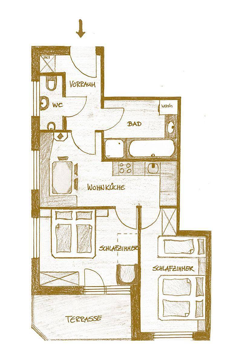Ganze Ferienwohnung, #4 Bergkristall (2-6 Pers./2 Sz) in Flachau, Ski Amadé