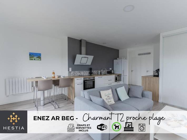 Gîte pour 4 personnes, avec terrasse dans Plage de Tréompan