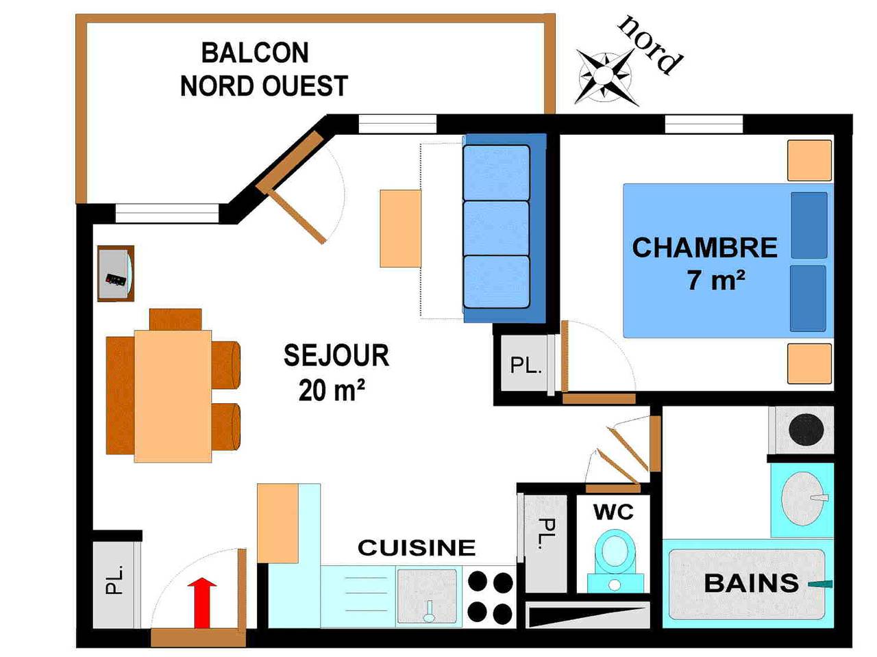 Apartamento entero, Apartamento acogedor para 4 personas en las pistas con balcón y parking in Lanslebourg-Mont-Cenis, Región de Saint-Jean-de-Maurienne