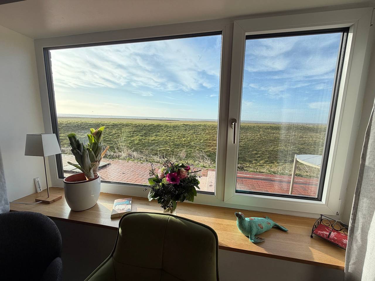Ferienwohnung Blütenreich mit Meerblick im Langhaus Aussichtsreich in Oland, Langeneß