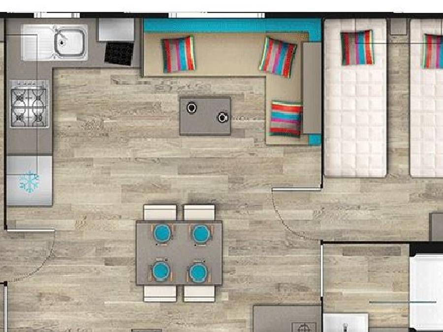 Flower camping La Marmotte - Mobilhome 4 personnes - Confort 27m² - 2 chambres + Terrasse couverte + Clim réversible + Tv in Mérens-les-Vals, Pyrénées