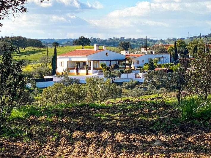 Maison de campagne pour 4 personnes, avec piscine ainsi que vue et jardin dans Almodôvar