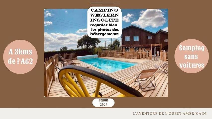 Camping pour 2 personnes, avec Terrasse et Jardin ainsi que Piscine et Vue