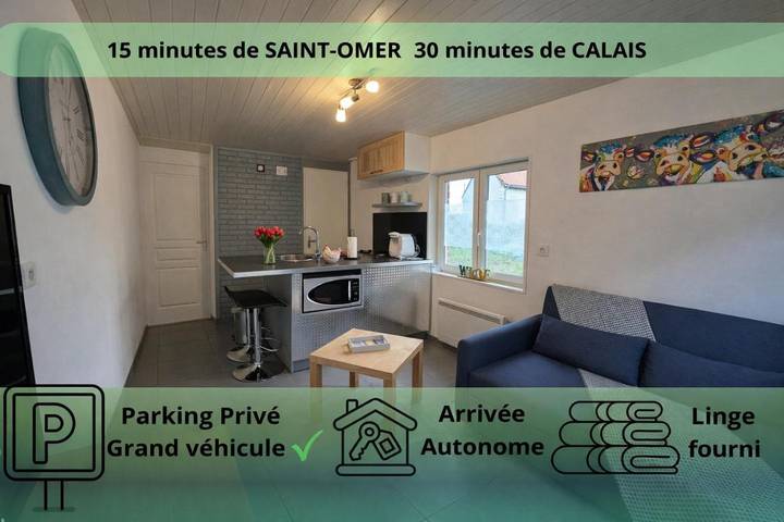 Location de vacances pour 3 personnes, avec terrasse à Mentque-Nortbécourt