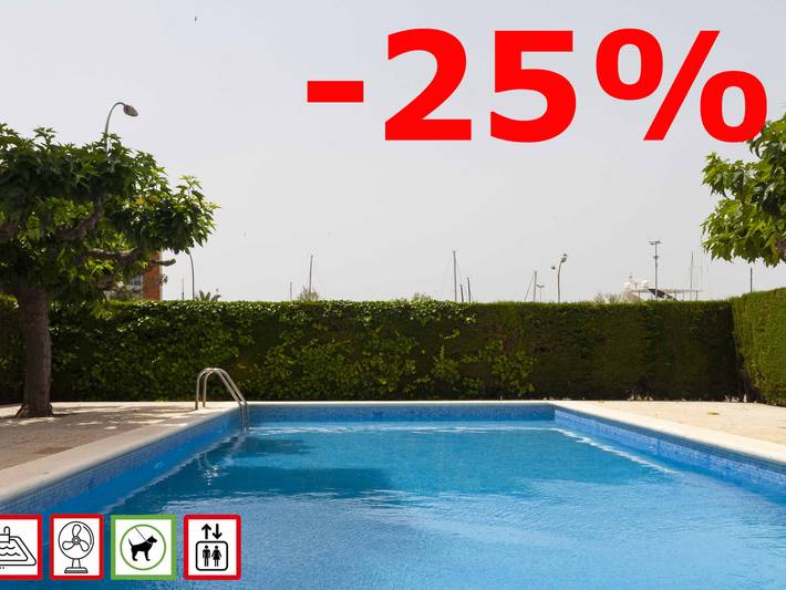 Studio für 2 Personen, mit Pool und Terrasse, mit Haustier in Roses