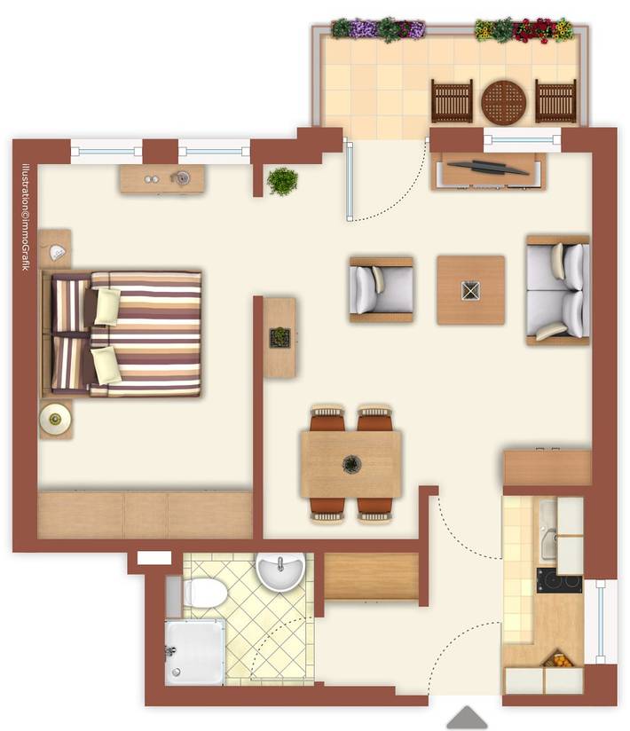 Ferienwohnung für 2 Personen, mit Meerblick und Balkon sowie Balkon/Terrasse in Rostock und Umgebung - 2