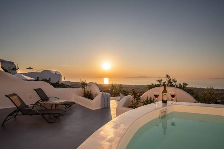 Vakantieappartement voor 4 personen, with terras and tuin as well as uitzicht op zee op Santorini