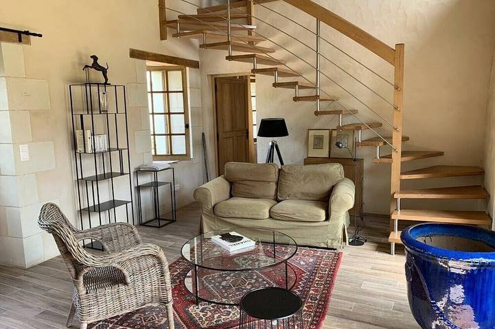 Gîte pour 7 personnes, avec terrasse ainsi que piscine et jardin à Faye-la-Vineuse