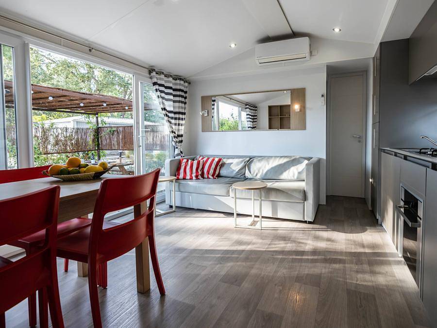 Camping La Tour de France - Mobilheim 4 personen - Premium 2 Schlafzimmer (Clim) in Latour-de-France, Regionaler Naturpark Corbières-Fenouillèdes