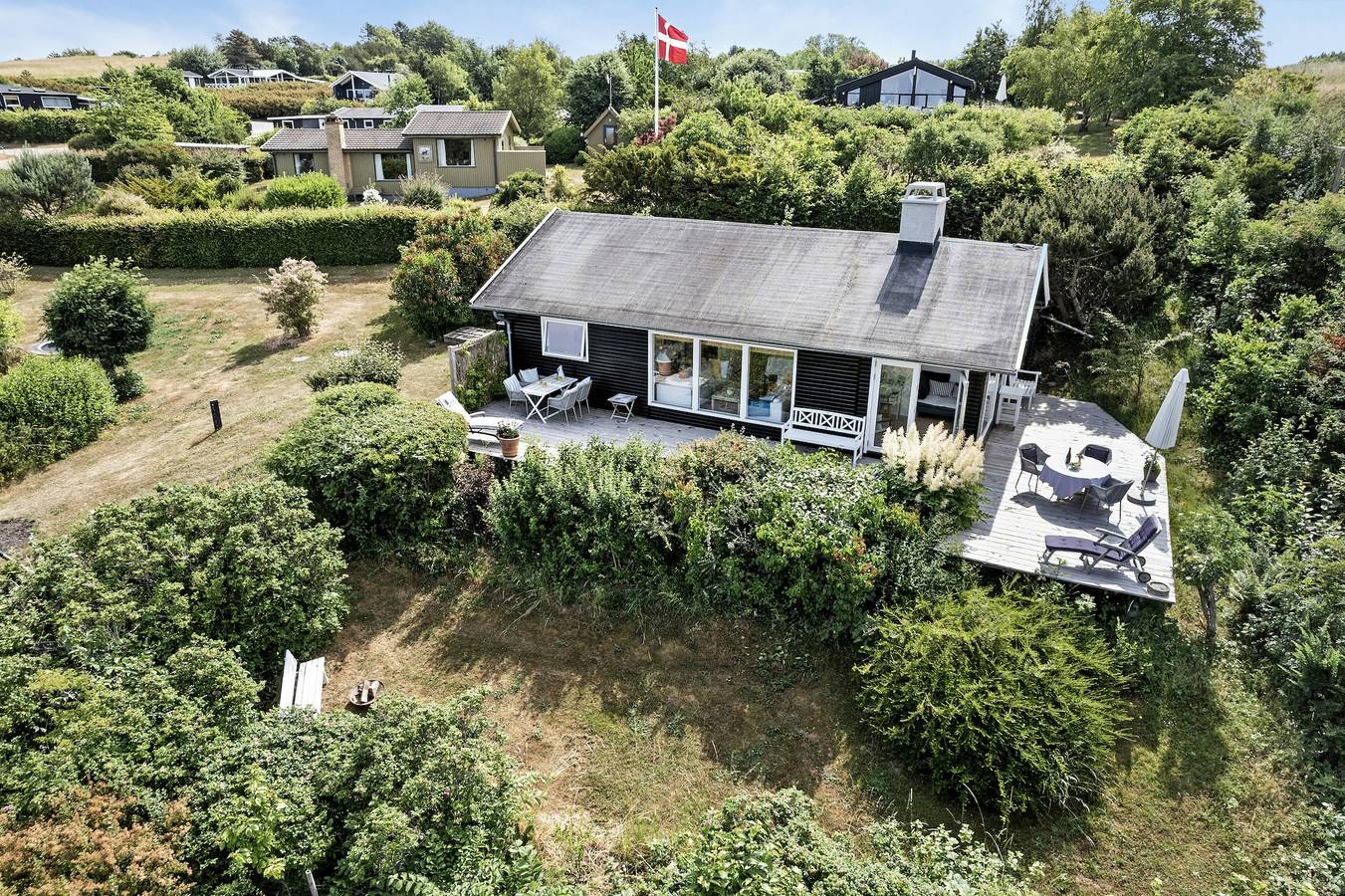 Sonnenuntergang über der Bucht Sejerøbugten vom Haus aus in Ordrup (Odsherred), Fårevejle
