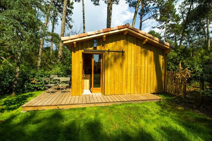 Maison de vacances pour 2 personnes, avec Terrasse et Jardin ainsi que Piscine et Vue dans Le Moulleau