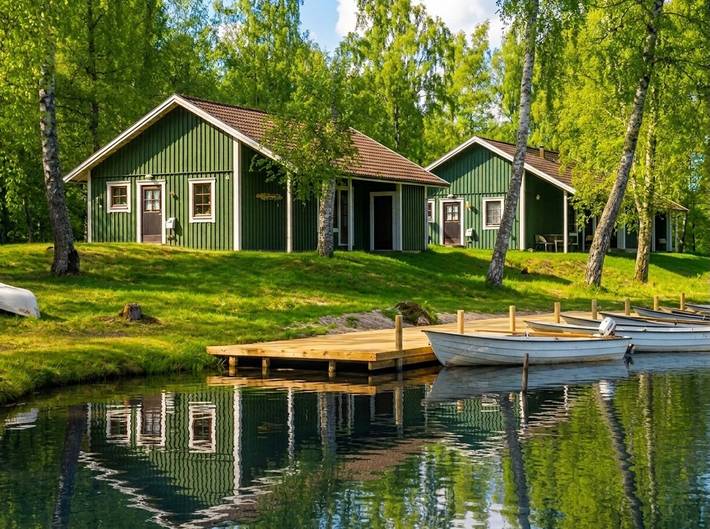 Ferienhaus für 6 Personen, mit Terrasse und Garten sowie Sauna und Seeblick in Södermanland