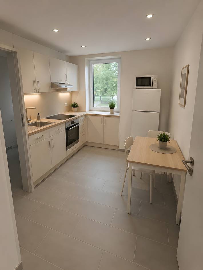 Ganze Wohnung, Apartment „Monteur 1“ mit gemeinsamer Terrasse und Wlan in Muggensturm, Nordschwarzwald