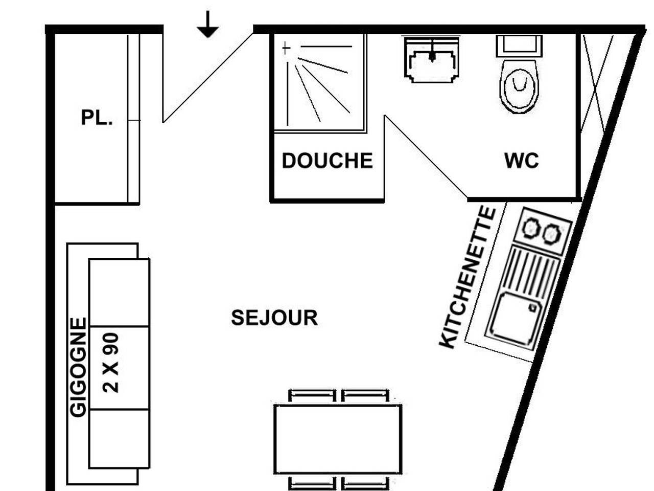 Appartement entier, Studette Alpes 2 Pers, Proche Commerces in Les Saisies, Région d'Albertville