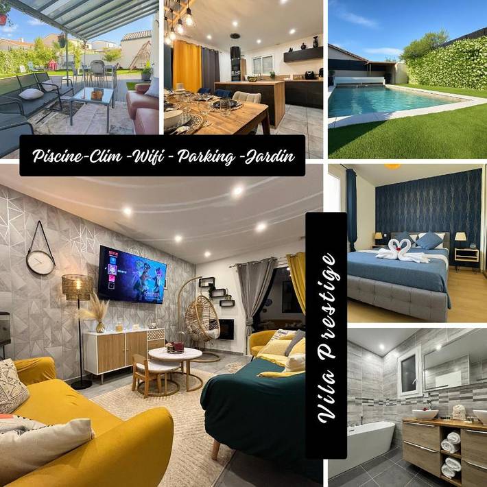 Villa pour 7 personnes, avec jacuzzi et jardin ainsi que terrasse et piscine