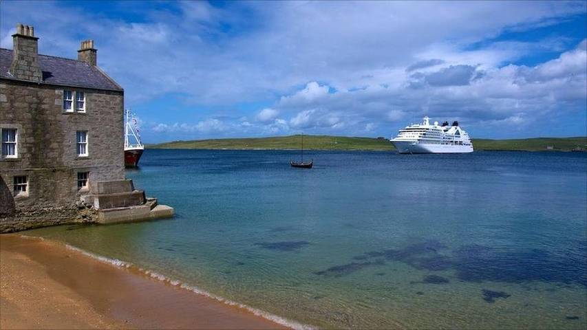 Hotel, mit Ausblick auf den Shetland Inseln