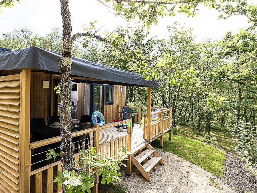 Camping Sites et Paysages - Les Hirondelles  - Mobilheim 6 personen - Premium Lacave - 2 Zi - Tv - Klimaanlage - Lv - 2 Bäder in Loupiac (Lot), Quercy