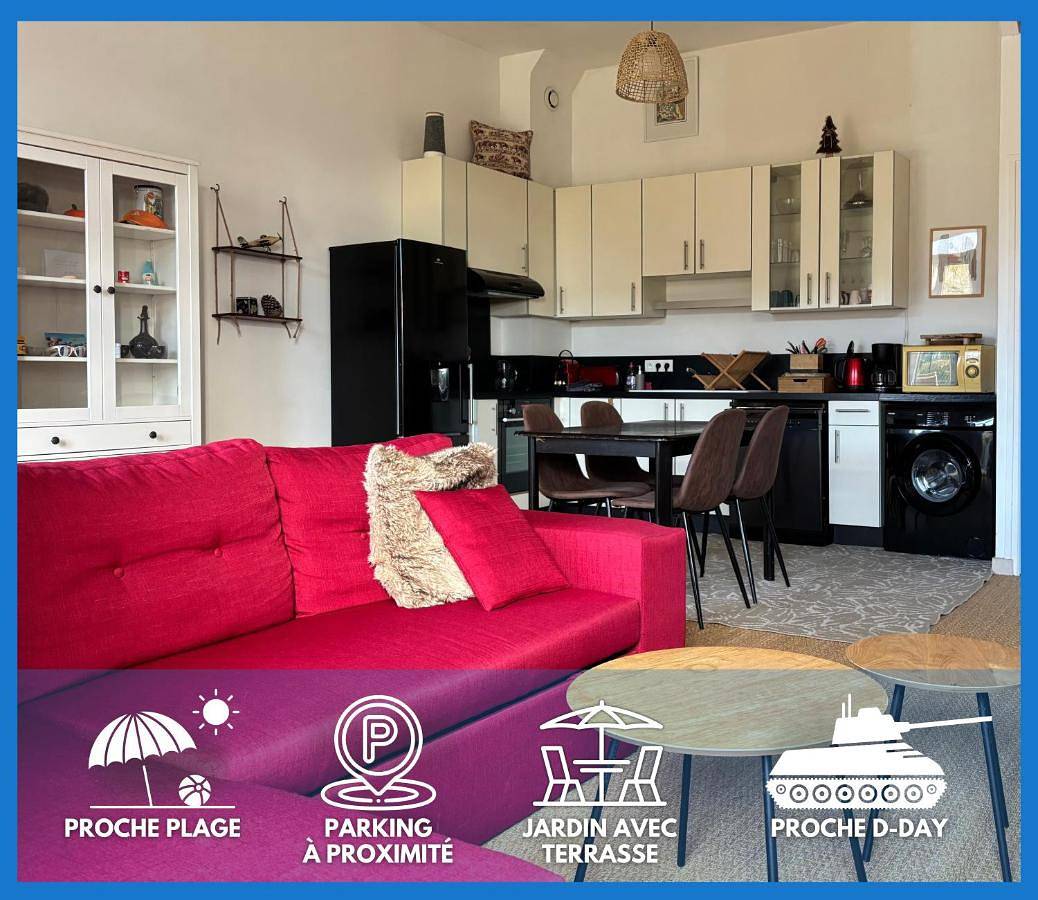 Ganze Wohnung, Les Douves Duplex 5 personnes lumineux avec jardin et terrasse aménagée , vue sur château à 5mn de la mer, proche Omaha Beach et Bayeux in Commes, Bayeux und Umgebung