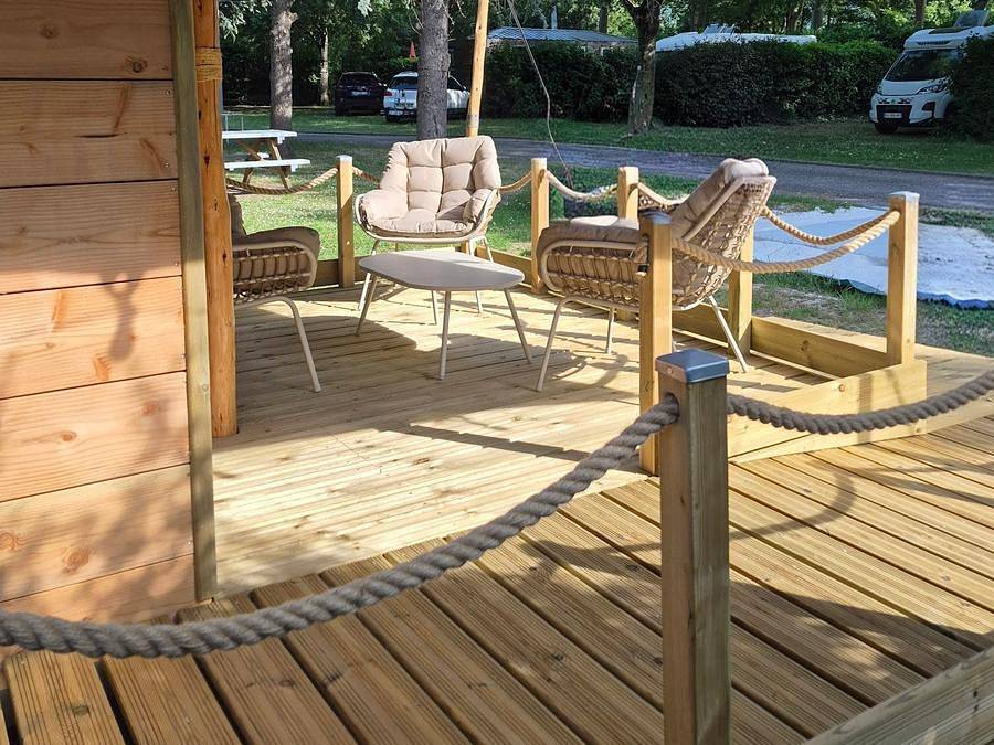 Camping Le Moulin Du Roy - Safarizelt 3 personen - Holzhütte Glamping unter Sahara-Leinwand in Revel, Lauragais
