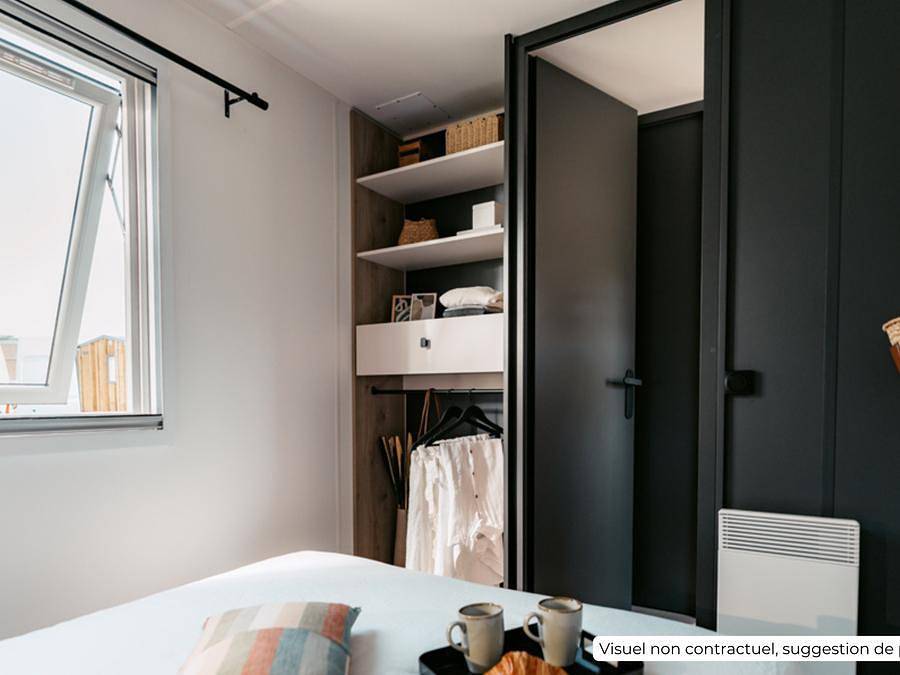 Flower Camping Les Dunes - Mobilhome 2 personnes - Homeflower Premium Clim 20m² (1 chambres) + terrasse semi-couverte + Tv + draps + serviettes in Longeville-sur-Mer, Vendée