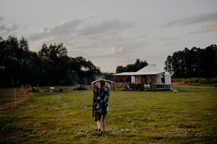 Namiot dla 4 osób, z widok i ogród w Łomnica