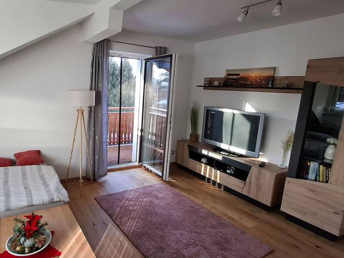 Ferienwohnung für 3 Personen, mit Balkon und Ausblick sowie Seeblick in Irrsee