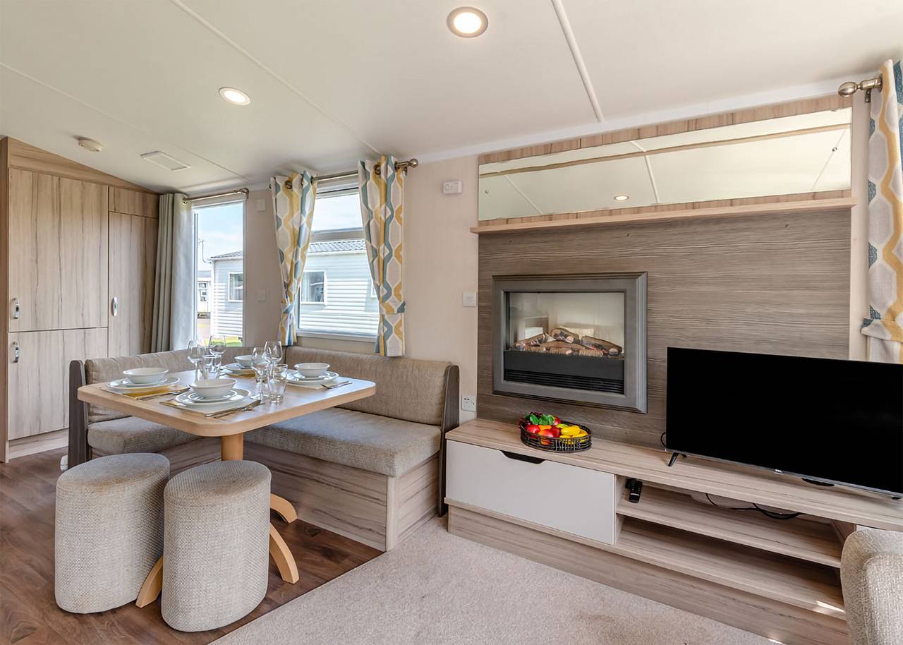 Silver Caravan with parking in Skegness, Lincolnshire