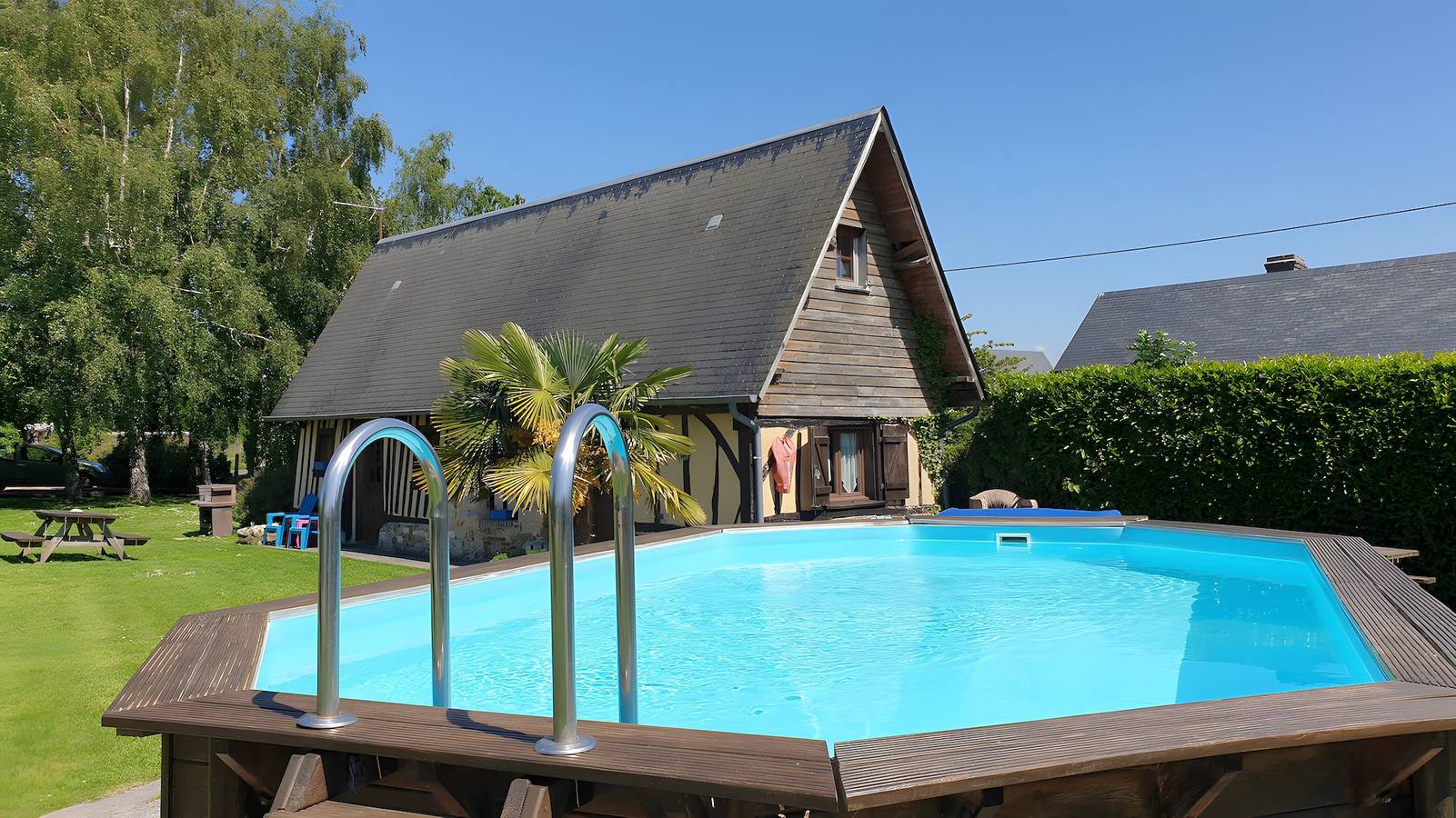 Gîte La Petite Chaumière nahe Honfleur für 2–5 Personen mit Pool in Fatouville-Grestain, Côte de Grâce