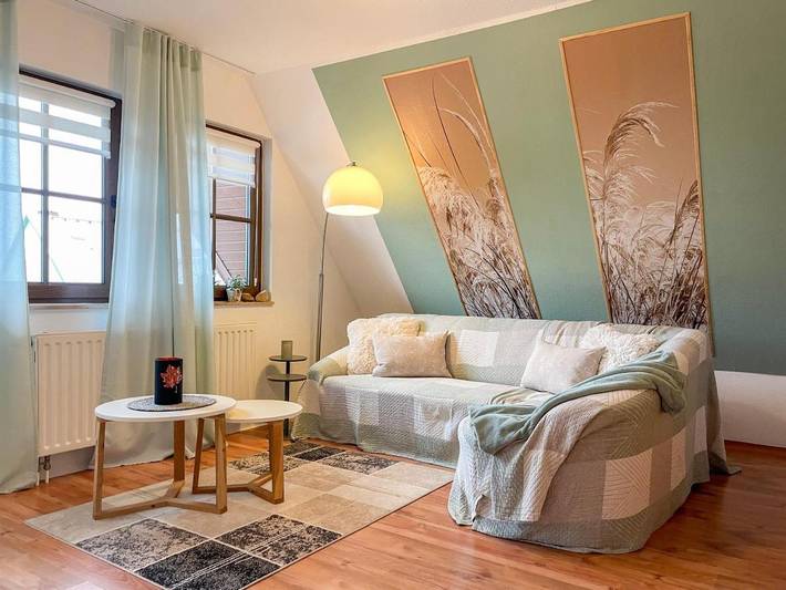 Ferienwohnung für 4 Personen, mit Balkon und Terrasse sowie Ausblick