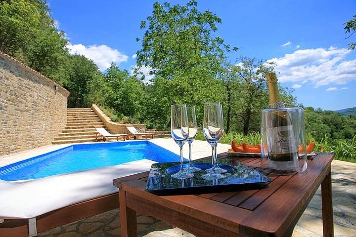 Villa Aurora mit herrlichem Blick aus dem Pool, in der Nähe von Motovun in Općina Oprtalj, Zentralistrien