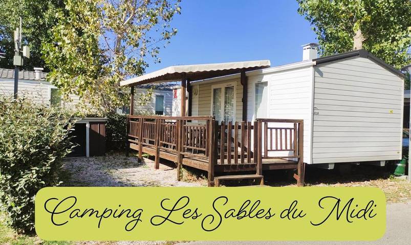 Camping pour 6 personnes, avec terrasse ainsi que piscine et jardin, animaux acceptés