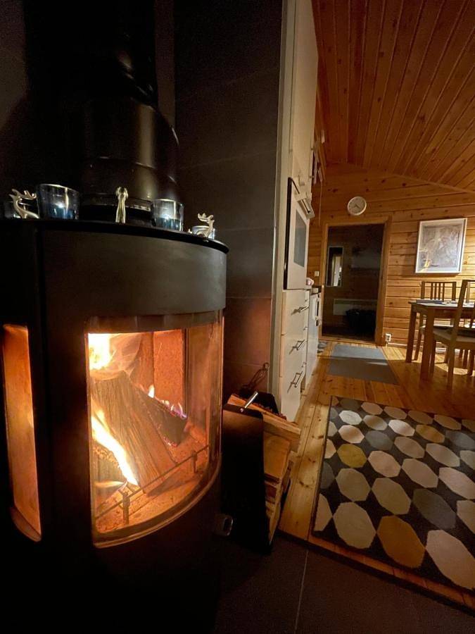 Aurora mökki kylpyaltaalla Lapissa Tenojoen rannassa in Nuorgam, Lappland