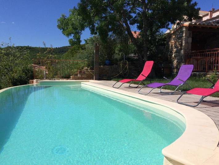 Maison de vacances pour 9 personnes, avec jardin ainsi que piscine et vue