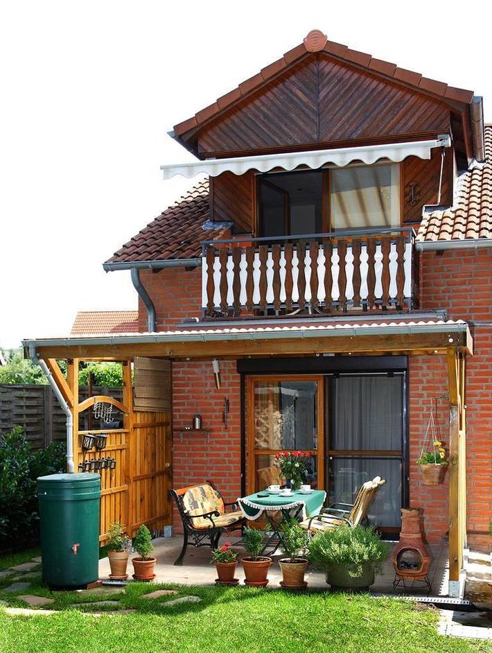 Ferienhaus für 3 Personen, mit Balkon und Terrasse sowie Garten