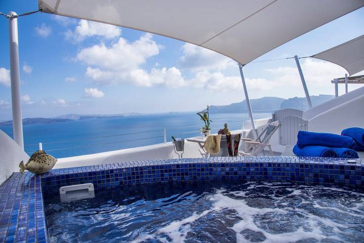 Villa pour 2 personnes, avec terrasse et vue sur l’océan à Oia