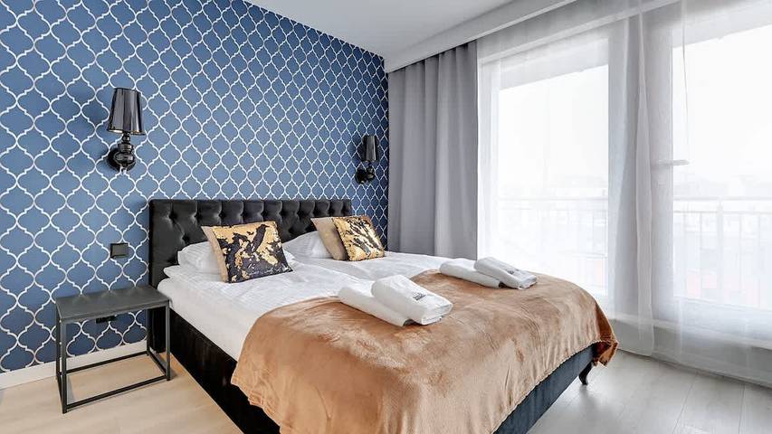 Studioleilighet for 2 personer, med jacuzzi og balkong / terrasse i tillegg til badebasseng, dyr tillatt i Gdańsk