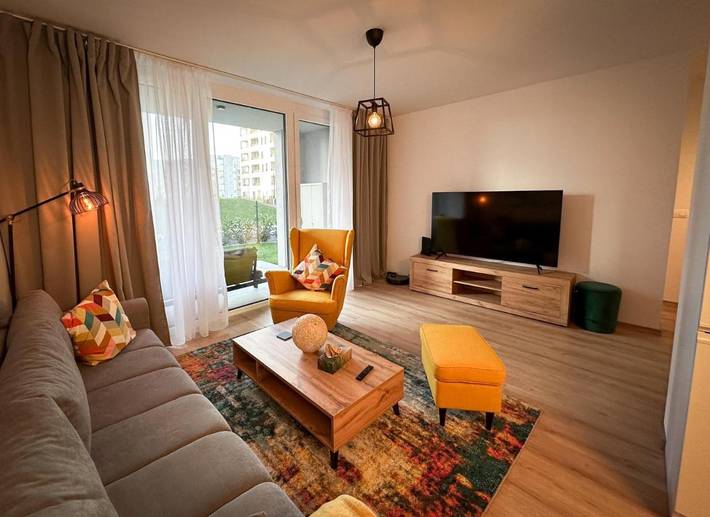 Appartement de vacances pour 3 personnes, avec terrasse ainsi que jardin et vue