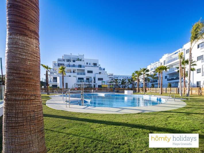 Apartamento para 4 personas, con terraza además de vistas y jardín, Familias con niños en Playa Granada