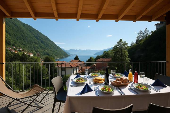 Hütte für 8 Personen, mit Seeblick und Pool sowie Terrasse am Comer See